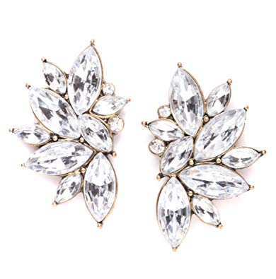 Statement Earrings in Silver Large Stud Earrings in Neutral Color with Flower Design nickel free