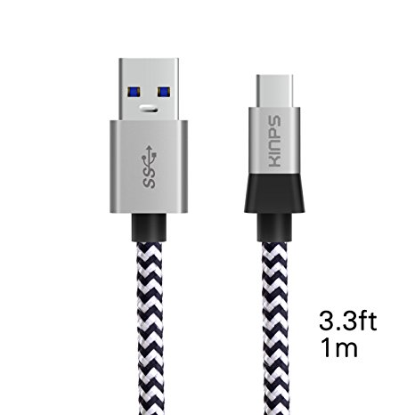 USB Type C Cable, Kinps 3ft USB C to USB A 3.0 Nylon Braided Fast Charging Sync Cable for Google Pixel, LG G6 V20 G5, Nintendo Switch 2017, Samsung Galaxy S8 Plus, New Macbook More