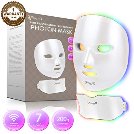 Project E Beauty 7 Colors LED Mask Face & Neck Photon Light Therapy For Skin Rejuvenation, Collagen, Wrinkle, Facial Skin Care Wireless Mask (Face and Neck)