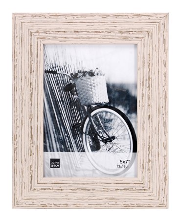 Kiera Grace Maya Picture Frame, 5  by  7 Inch , Weathered White Beachwood