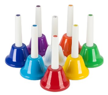 Jade Active - 8 Note Diatonic Metal Hand Bells Set With Song Book Musical Instrument for Children