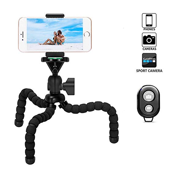 VIUME Phone Tripod, Portable and Flexible Camera Stand Holder with Wireless Remote and Universal Clip for Phone, Camera, Sports Camera GoPro (Big 11.02")