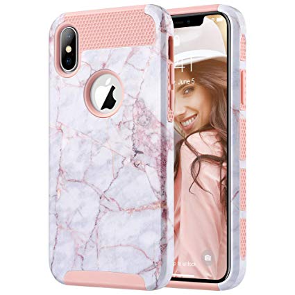 ULAK iPhone Xs Max Case, Slim Shockproof Protective Hybrid Scratch Resistant Hard Back Cover Shock Absorbent TPU Bumper Case for iPhone Xs Max 2018, Artistic Marble