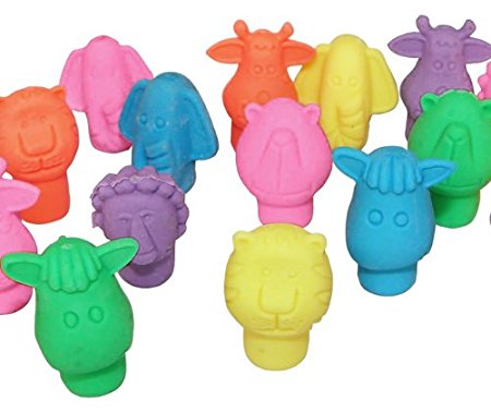 Fun Express Zoo Animal Pencil Top Erasers (12 Dozen)