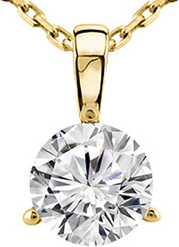 3/8-3 Carat IGI Certified LAB-GROWN Round Cut 3 Prong Diamond Pendant Necklace   16" 14K Gold Chain Superior Collection (E-F Color, SI1-SI2 Clarity)