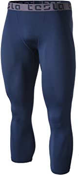 Tesla/TSLA Men's Compression Pants 3/4 Capri Shorts Baselayer Cool Dry Sports Tights