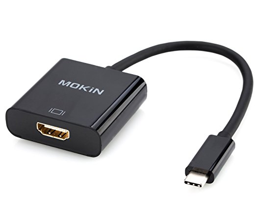 USB C to HDMI Adapter,MOKiN USB C(Type C) To HDMI Adapter Cable For Macbook,Chromebook Pixel,Dell XPS 12/13/15 And More With Gold-Plated HDMI Port,Support 4K UHD -Black