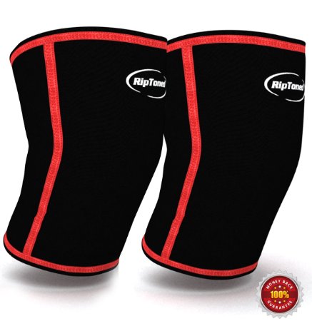 Knee Support Sleeves (PAIR) - *Free Bonus Beanie* - Compression for Weightlifting, Powerlifting, Crossfit, Squats, Pain Relief & Running - By Rip Toned - Lifetime Warranty. (XXlarge)