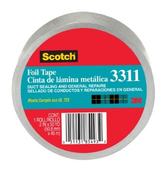 Scotch Aluminum Foil Tape 3311 Silver, 2 in x 10 yd 3.6 mil (Pack of 1)