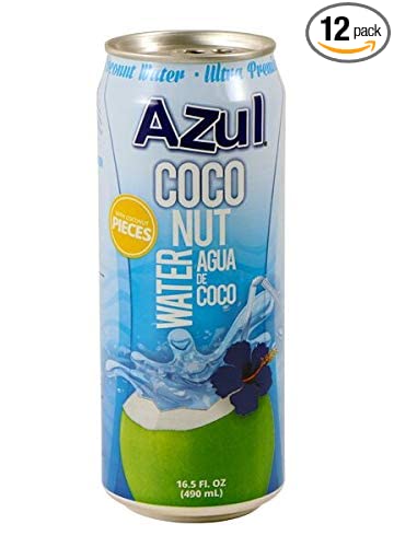 Azul Coconut Water, Naturally Hydrating Electrolyte Drink | Smart Alternative To Coffee, Soda, & Sports Drinks | Gluten Free | 16.5 Oz per can (Pack Of 12)