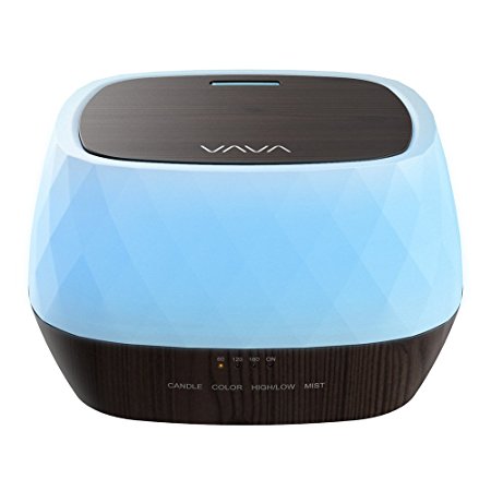 Essential Oil Diffuser, VAVA 500ml Aromatherapy Diffuser with a Retro Design and Candle Lighting (14 Hours of Use, PP Build, BPA-Free Safe Construction, 7 Warm Colors, Quiet Ultrasonic Operation)