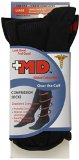 MD USA Ribbed Cotton Blend Compression Socks Over the Calf Black Large 1 Count