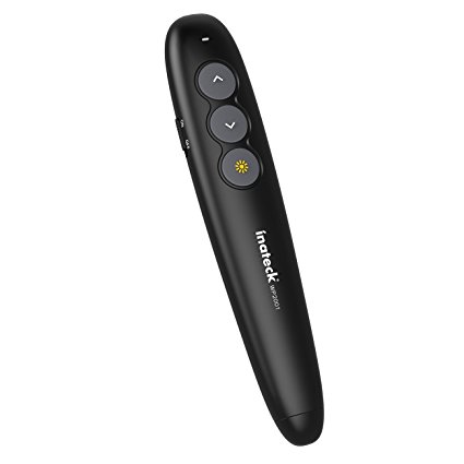 Inateck Wireless Presenter, 2.4GHz Powerpoint remote control, PPT Presenter Pen, Up to 90ft, Black