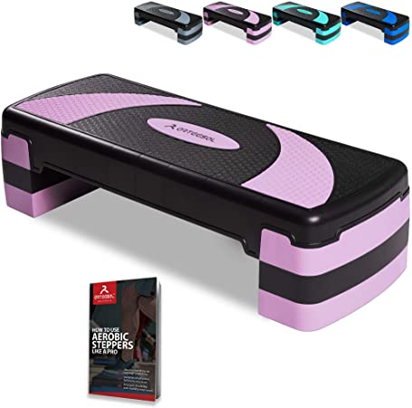 arteesol Aerobic Step Stepper, Exercise Step Platform, Adjustable 3 Level (10/15/20 cm) Non-Slip Surface Workout Stepper Shock-Absorb Fitness Training Step Strong Grip with Risers (78x28 cm)