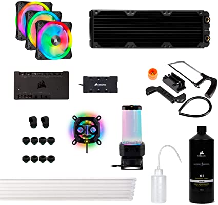 Corsair Hydro X Series XH305i Hardline Water Cooling Kit with/incl XC7 CPU Water Block, XR5 360mm Radiator, XD5 Pump Res and iCUE QL120 RGB Fans, CX-9070005-WW