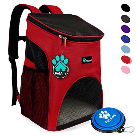Premium Pet Carrier Backpack for Cats and Small Dogs by PetAmi | Ventilated Design, Safety Strap, Buckle Support | Designed for Travel, Hiking & Outdoor Use