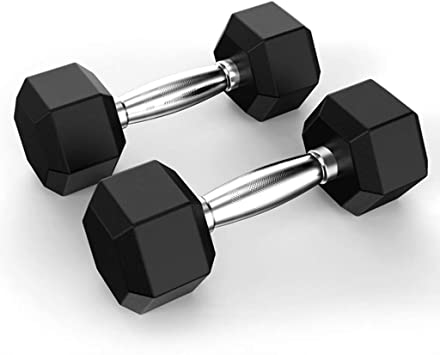 COM1950s Barbell Set,2 Hex Rubber Dumbbell with Metal Handles Pair of 2 Heavy Dumbbells,Home Exercise Equipment Workout for Best Muscle,Weight(5lbs,10lbs, 20lbs, 30lbs, 50lbs)