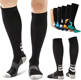 Compression Socks Women & Men with Foot Massage Pad and Arch Support