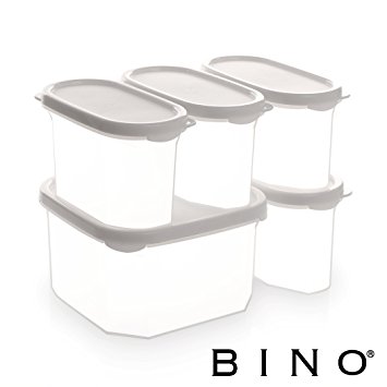 BINO 10-Piece Airtight Stackable Kitchen Storage Container Pantry Set, White