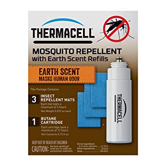 Thermacell E-1 Mosquito Repeller Refill with Earth Scent, 12 Hour Pack (3 Repellent Mats and 1 Fuel Cartridge)