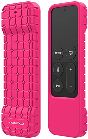 MoKo Silicone Case Compatible with Apple TV 4K/4th Gen Remote, Lightweight Shockproof Protective Cover with Non-Slip Silicone Fit Apple TV 4K Siri Remote Controller - Fushcia Pink