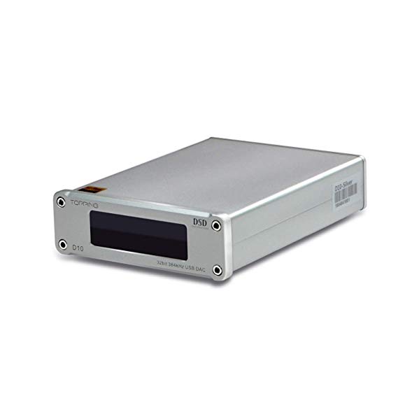Topping D10 PC USB Amplifier, Music Receiver USB DAC CSS XMOS XU208 ES9018K2M OPA2134 Decoder Audio Amplifier (D10 Silver)
