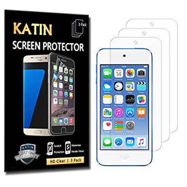 KATIN Apple iPod Touch 5th / 6th Generation HD Clear Film High Definition Screen Protector [3-Pack] with Lifetime Replacement Warranty