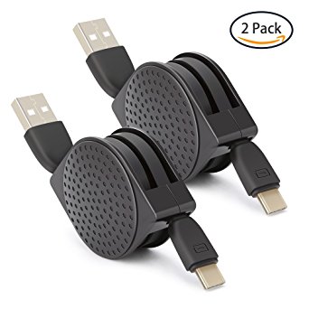USB Type C Cable(2 Pack),COOYA 3.3Ft Retractable Durable Flexible Cord ,Fast Charging and Data Transmission for Samsung Galaxy Note 8/S8 /S8 Plus,New MacBook,GoPro Hero 5,Google Pixel 2 XL and More