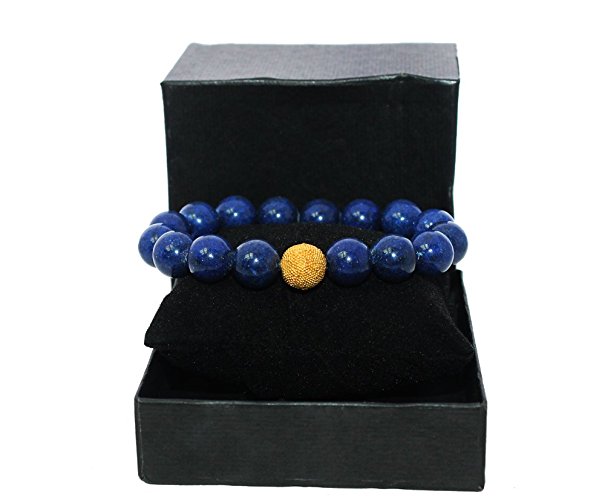 Egyptian Blue Lapis Lazuli and 22 Karat Gold Vermeil Bali Bead Bracelet