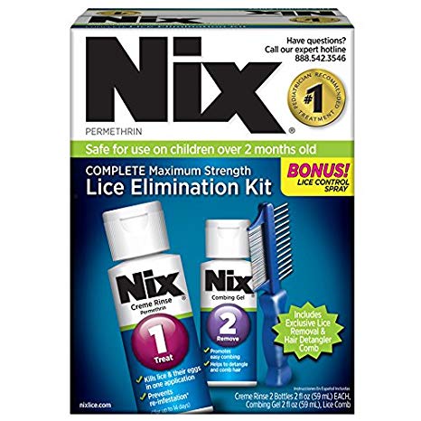 Nix Complete Lice Elimination Kit  | Maximum Strength | Kills Lice and Eggs While Preventing Re-Infestation | Includes Creme Rinse, Combing Gel, and Nit Removal Comb