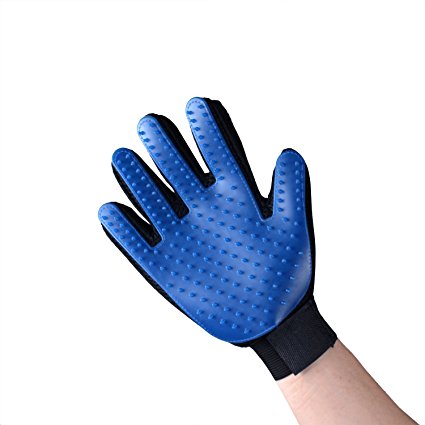2-in-1 Pet Glove: Grooming Tool   Furniture Pet Hair Remover Mitt - For Cat & Dog - Long & Short Fur - Gentle Deshedding Brush - Rubber Tips for Massage - Soft Groomer Mitt - Your Pet Will Love (blue)