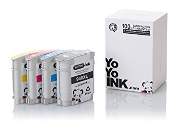 YoYoInk Remanufactured Ink Cartridge Replacement for HP 940 HP940 HP-940 XL 4 Pack (1 Black 1 Cyan 1 Magenta 1 Yellow) With Ink Level Indicator