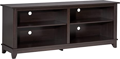 ROCKPOINT 58inch TV Stand for TVs to 55, 65 Inch Flat Screen, Home Living Room Storage Console, Entertainment Center with 4 Open Storage Shelves, TV Console Table (Espresso)