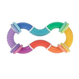 Nuby Twist-a-Ring Rattle Teether Toy for Babies - BPA-Free Toy for Baby Teething Relief - 6  Months