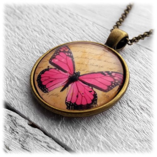 Pink Butterfly Pendant & Necklace