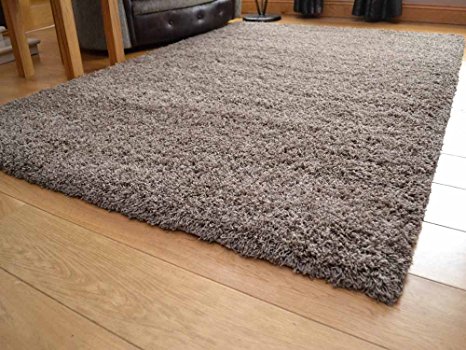Soft Touch Shaggy Taupe Thick Luxurious Soft 5cm Dense Pile Rug. Available in 7 Sizes (160cm x 220cm)