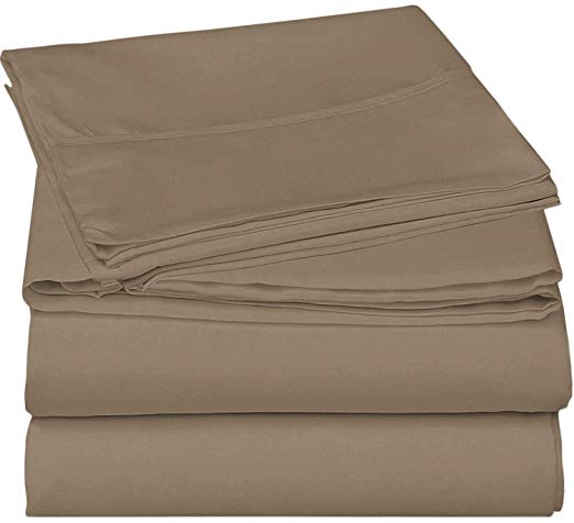 Mayfair Linen Hotel Collection 100% Egyptian Cotton - 500 Thread Count 4 Piece Sheet Set (Full, Sand)