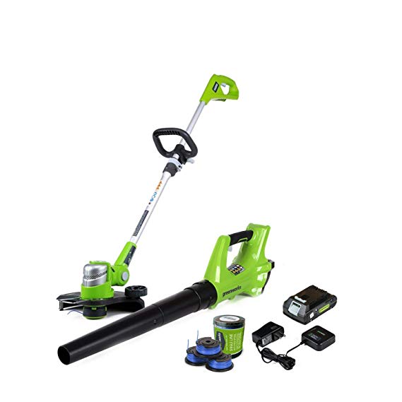 GreenWorks 24V Cordless String Trimmer and Blower Combo with 3-Pack Spool STBA24B210