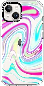 MOSNOVO Compatible with Magsafe Designed for iPhone 14 Plus Case, [Buffertech 6.6 ft Drop Impact] Shockproof TPU Protective Bumper with Hard Back Psychedelic Swirls Phone Case - Clear