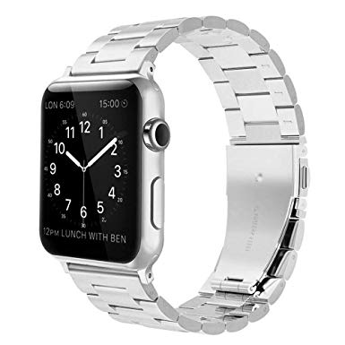 PUGO TOP Compatible with Silver Apple Watch Band 38mm 40mm Series 4/3/2/1 Stainless Steel Men Women Iwatch iPhone Watch Band. (38mm/40mm, Silver)