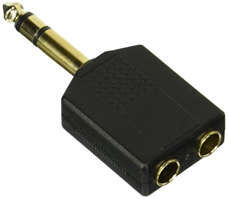 Monoprice 6.35mm (1/4 Inch) Stereo Plug to 2 x 6.35mm (1/4 Inch) Stereo Jack Splitter Adaptor - Gold Plated