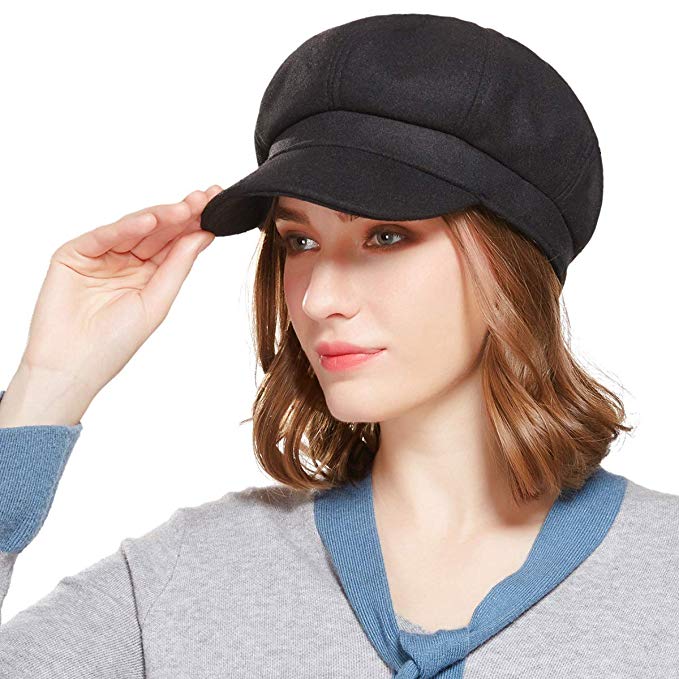 Beret Corduroy Newsboy Hat for Women Visor Adjustable Winter Octagonal Cap for Ladies