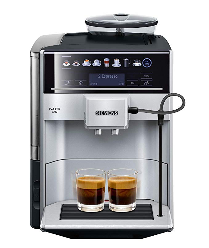 Siemens super-automatic espresso coffee machine with grinder, double boiler, milk frother, maker for brewing espresso, cappuccino, latte, macchiato and flat white EQ.6 plus s300 TE653311RW