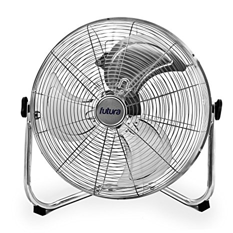 High Velocity Floor Fan Large 20 Inch 50cm 110W Max Power Chrome Fan, Adjustable Heavy Duty 3 Speed Floor Standing Cooling Fan Portable Ideal for the Gym Hydroponic, Durable Tubular Steel Construction, 1.4m Cable Length, Rubber Feet