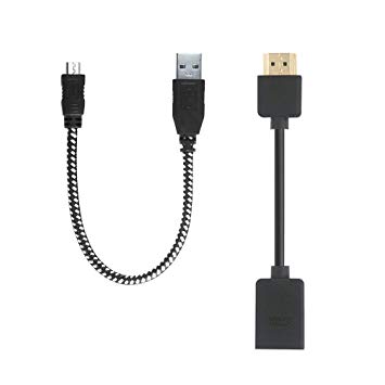 VCE HDMI Male to Female Extension Gold Plated Cable Adapter and Nylon Micro USB Power Cable Compatible with Fire TV Stick
