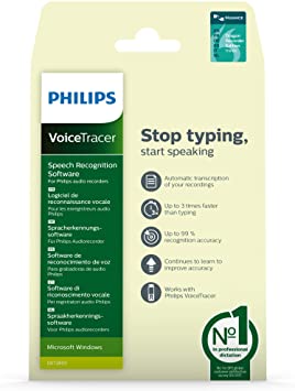 Philips Voice Tracer Speech Recognition Software DVT2805/00 Automatic Transcribe Dragon Recorder Edition