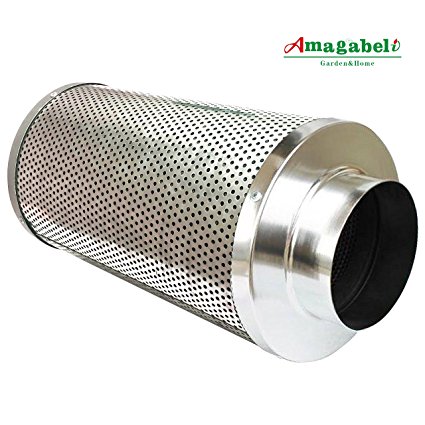 Amagabeli 6 inch Carbon Filter for Indoor Plants Grow Room 6" Air Scrubber Odor Control 1050  IAV Smell Activated Charcoal Prefilter Replacement for Hypodronic Grow Tent Inline Fan Flex Duct Hose