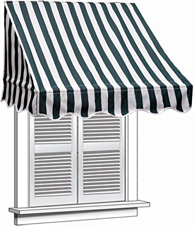 ALEKO 8x2 Feet Green/White Stripe Window Awning Door Canopy 8-Foot Decorator Awning