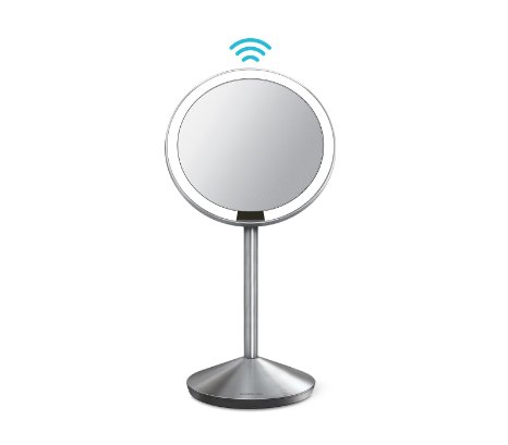 simplehuman Mini Sensor-Activated Lighted Vanity Mirror, 10x Magnification, 5 inches, Silver