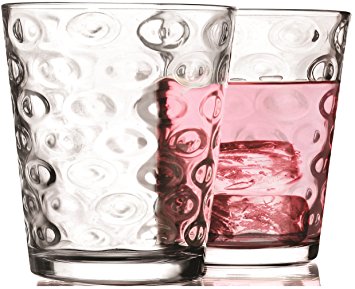 Circleware Huge Set of 10, "Circles" Glass Drinking Glasses Set, 7 Ounce, Limited Edition Glassware Drinkware Drink Cups coolers